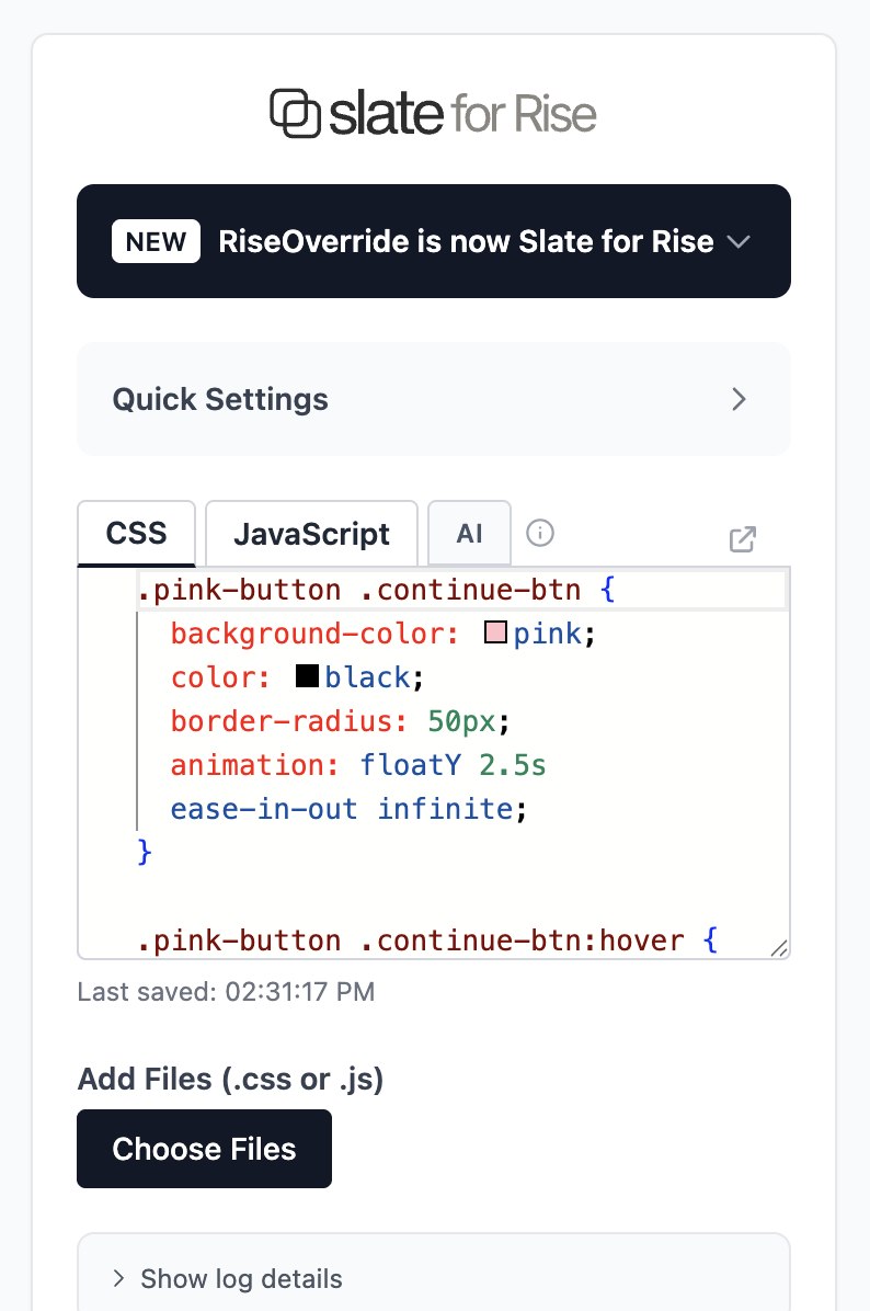 Slate for Rise extension interface